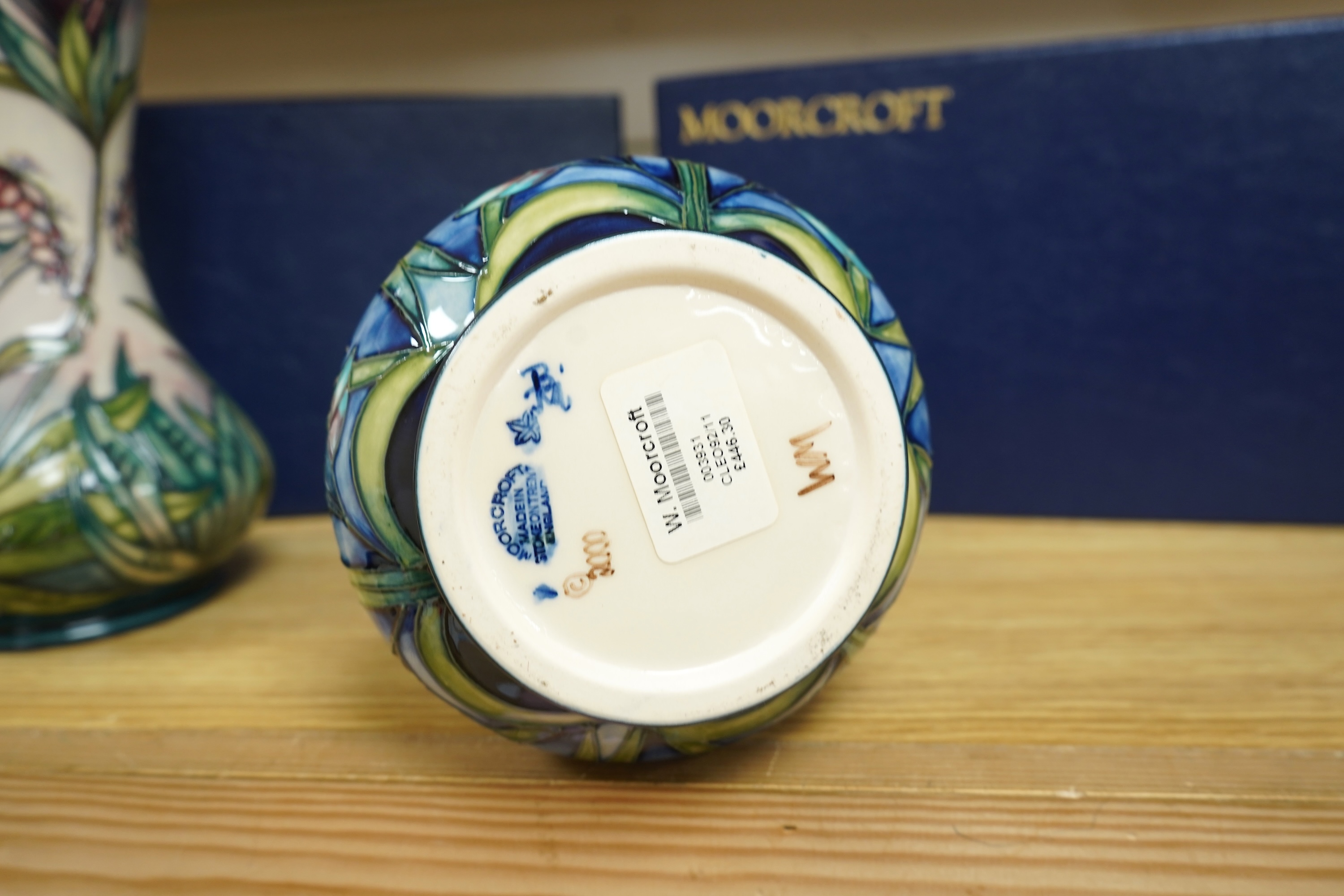Two Moorcroft vases: ‘Cleopatra’ and ‘Gypsy’ patterns, boxed